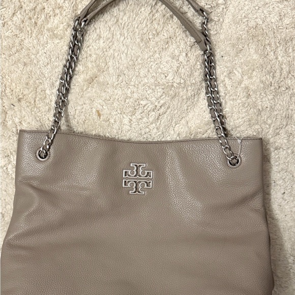 Tory Burch Taupe Britten Triple Compartment Tote - Picture 2 of 13